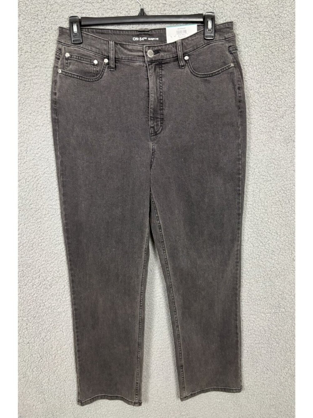 On 34th Women's High Rise Straight-Leg Jeans,Washed Black Size Regular 16 NWI.